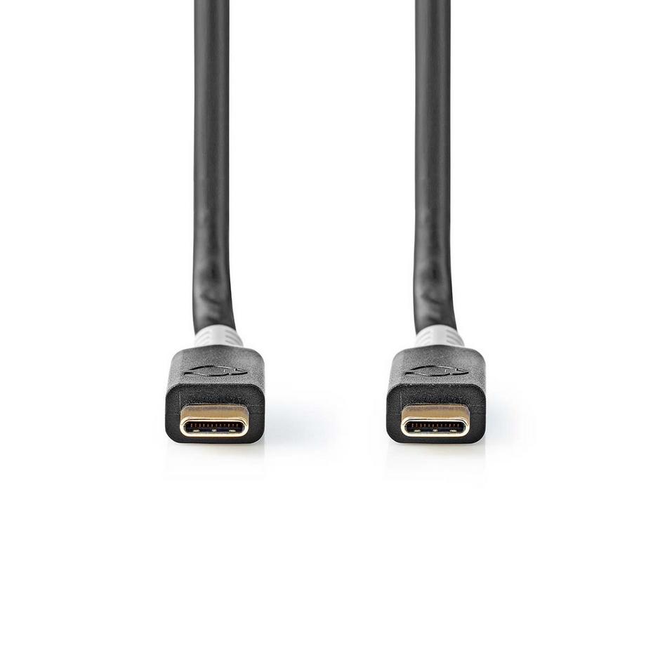 Nedis  Câble USB | USB 3.2 Gen 2x2 | USB-C™ mâle | USB-C™ mâle | 100 W | 4K@60Hz | 20 Gbps | Plaqué or | 2,00 m | Rond | PVC | Argent | Boîte 