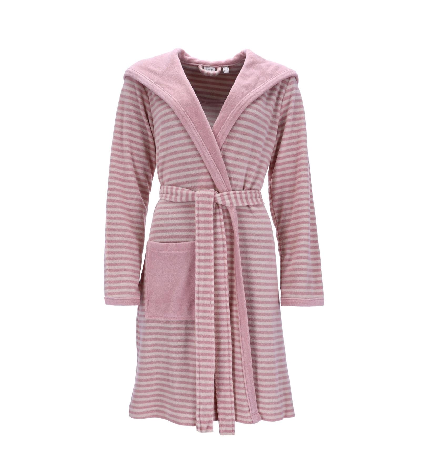 Image of Striped Hoody Bademantel Damen Goldrosa S