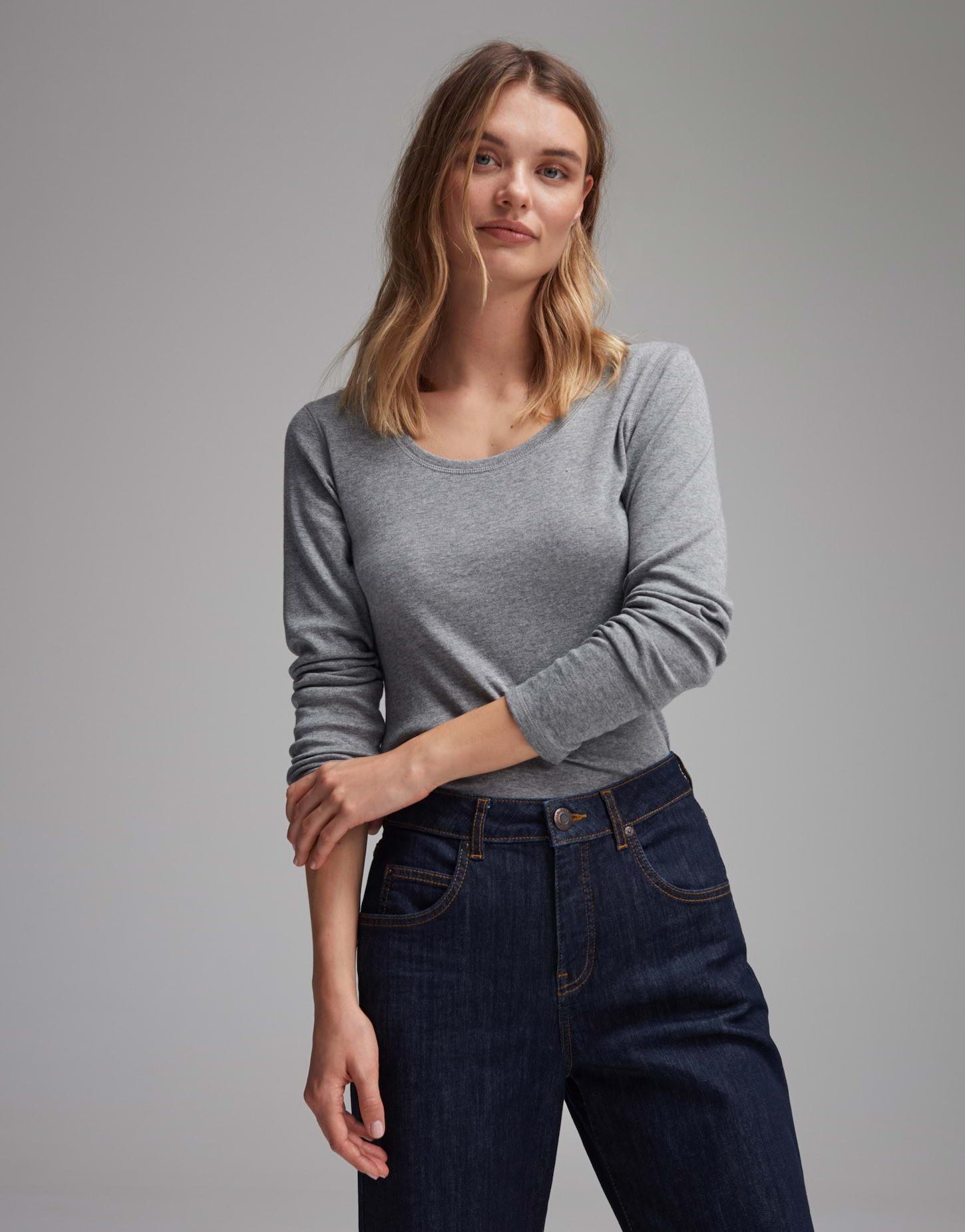 Image of Langarmshirt Sorana Figurbetont Damen Taubengrau 42