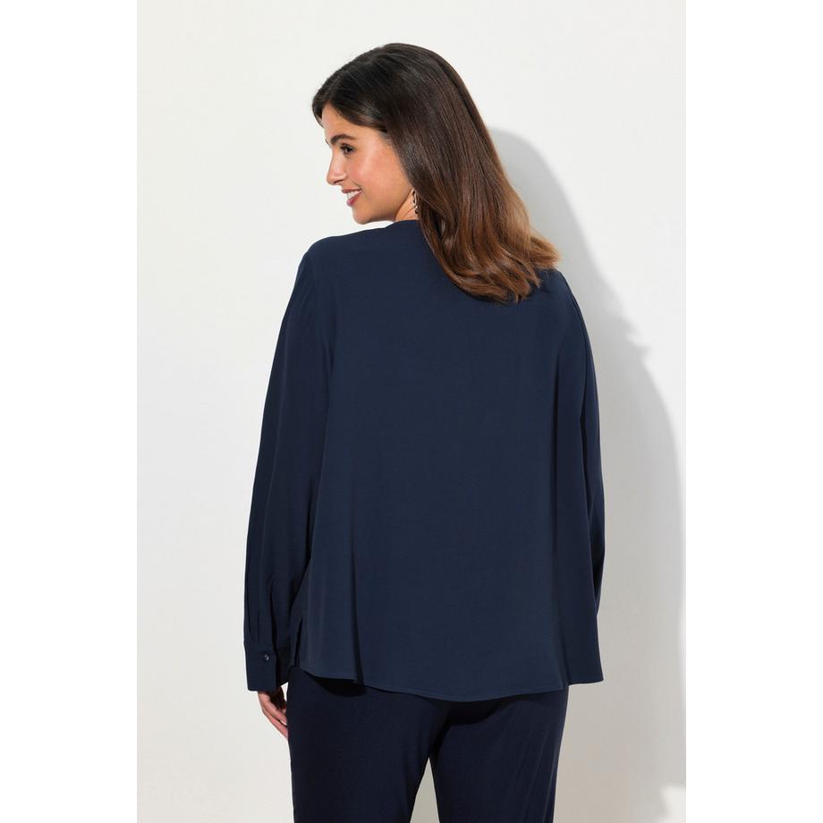 Ulla Popken Tunique Insert Brillant Coupe Évasée Col V Manches Longues  