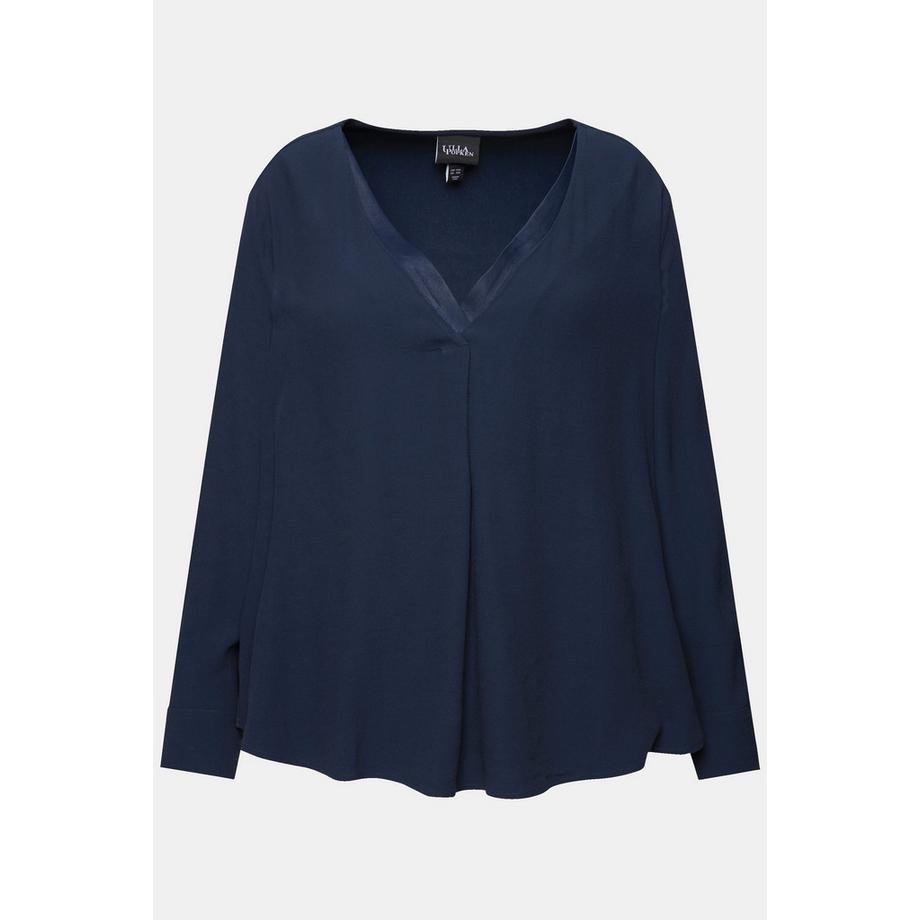 Ulla Popken Tunique Insert Brillant Coupe Évasée Col V Manches Longues  