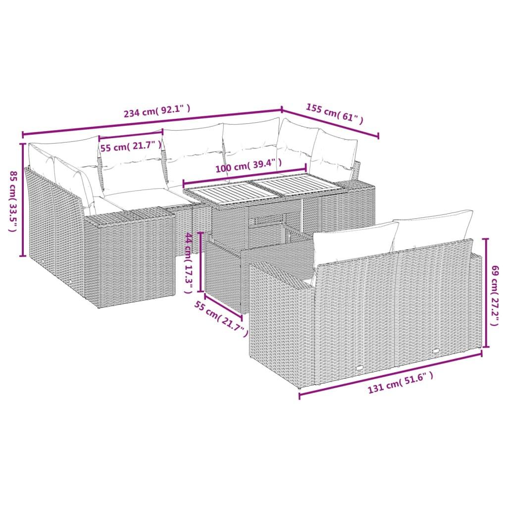 VidaXL Ensemble de canapés de jardin rotin synthétique  