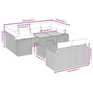 VidaXL Ensemble de canapés de jardin rotin synthétique  