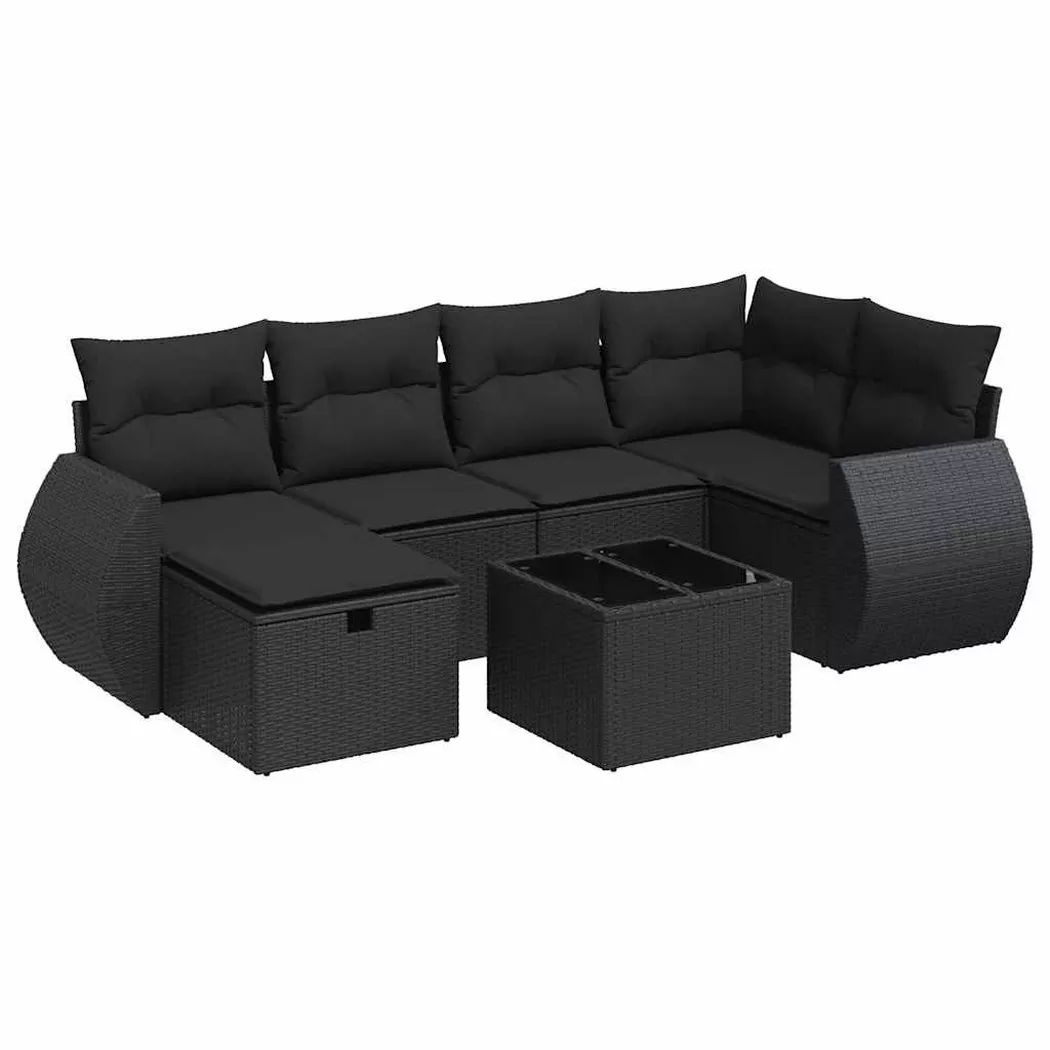 VidaXL - Gartensofa set poly-rattan, One Size, Schwarz