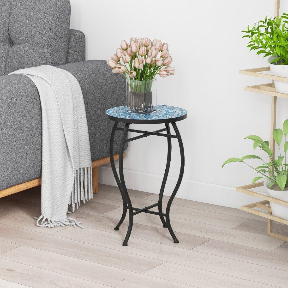 Northix Runder Mosaik-Außentisch  