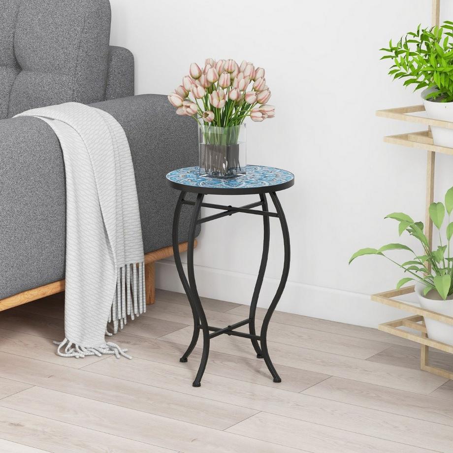 Northix Runder Mosaik-Außentisch  