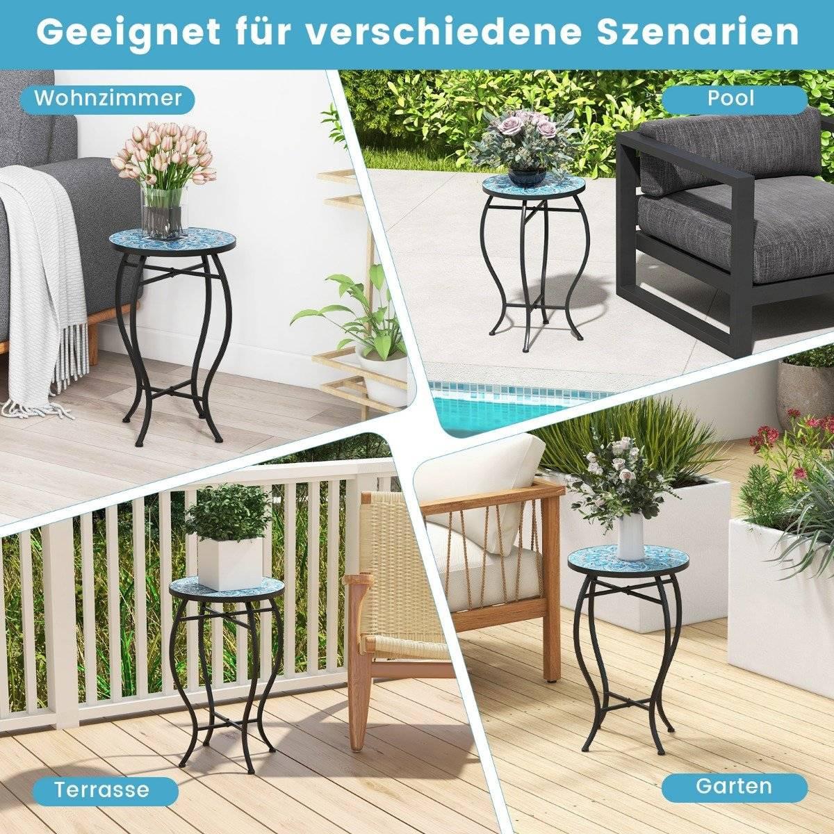 Northix Runder Mosaik-Außentisch  