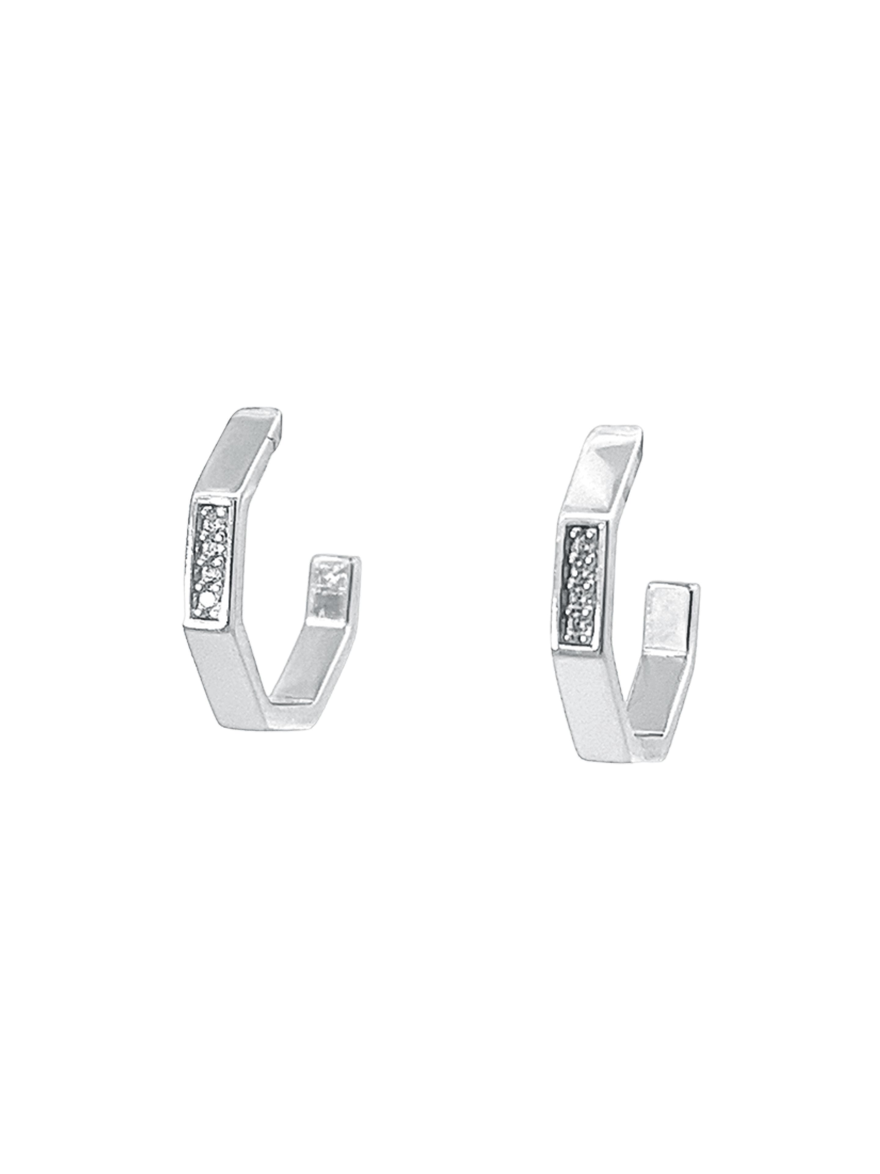 Image of Geometry Half Hoop Earrings Damen Silber ONE SIZE