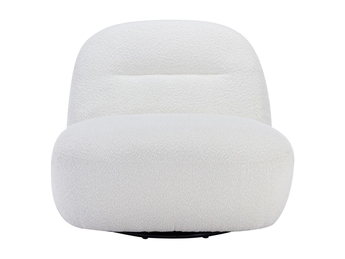 Vente-unique Fauteuil pivotant en tissu bouclette blanc POZETI  