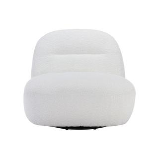 Vente-unique Fauteuil pivotant en tissu bouclette blanc POZETI  