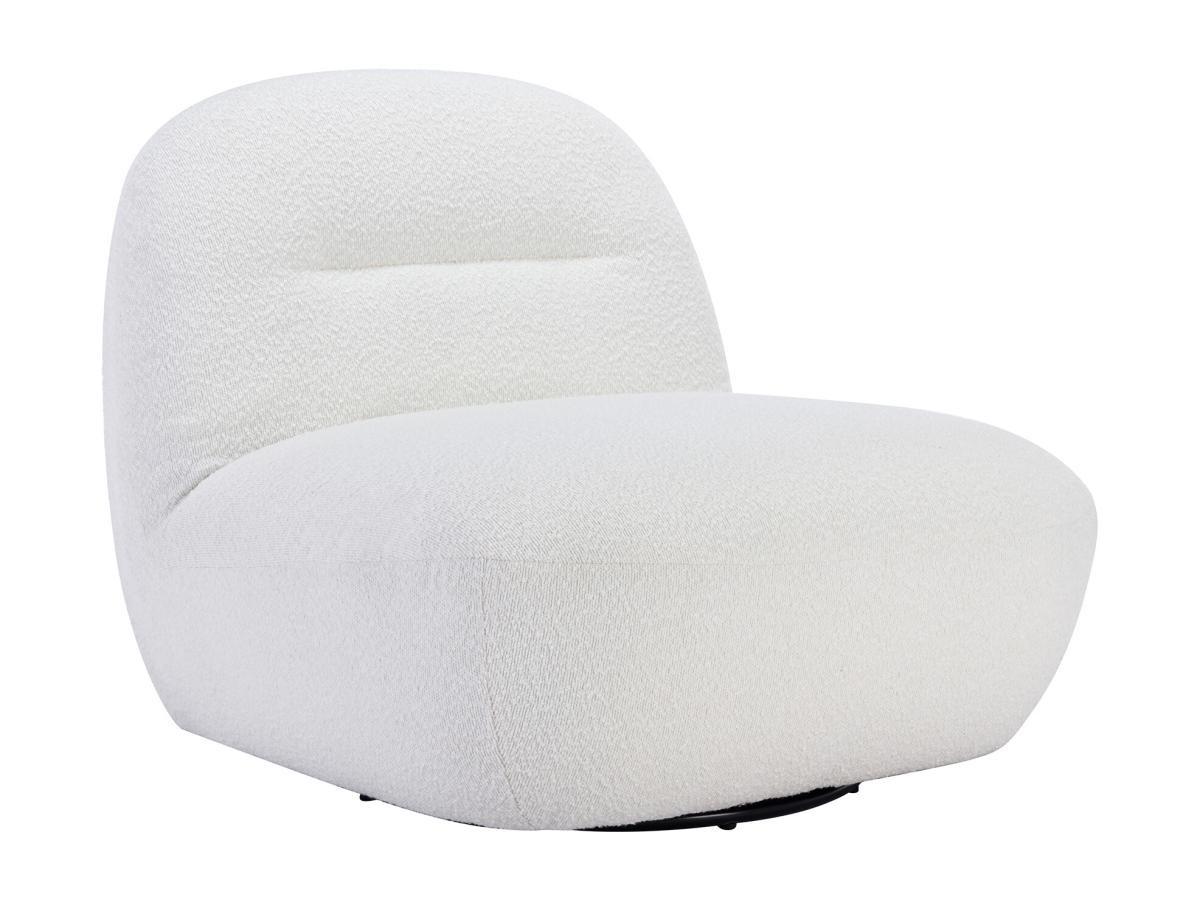 Vente-unique Fauteuil pivotant en tissu bouclette blanc POZETI  