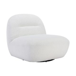 Vente-unique Fauteuil pivotant en tissu bouclette blanc POZETI  