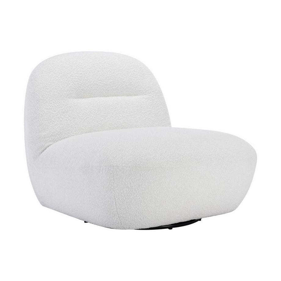 Vente-unique Drehsessel - Bouclé-Stoff - Weiß - POZETI  