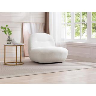 Vente-unique Fauteuil pivotant en tissu bouclette blanc POZETI  