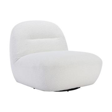 Fauteuil pivotant en tissu bouclette blanc POZETI