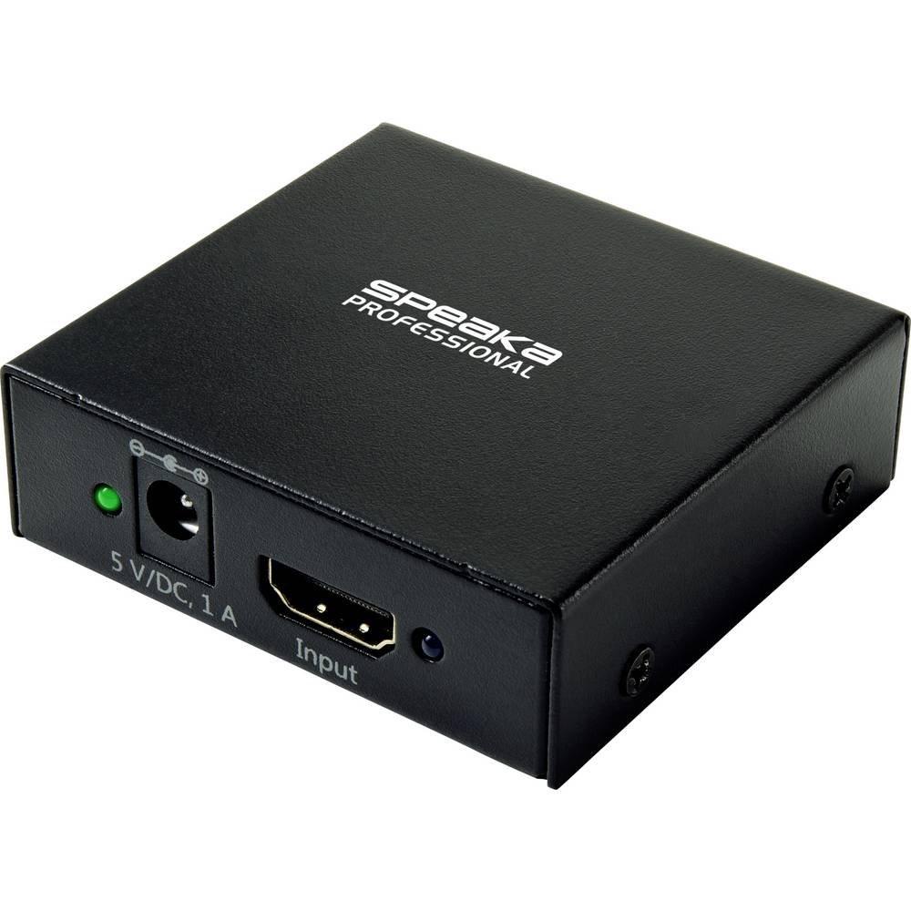 SpeaKa Professional  SP-HDS-220 1+2 Porte Distributore, splitter HDMI Predisposto Ultra HD 3840 x 2160 Pixel Nero 