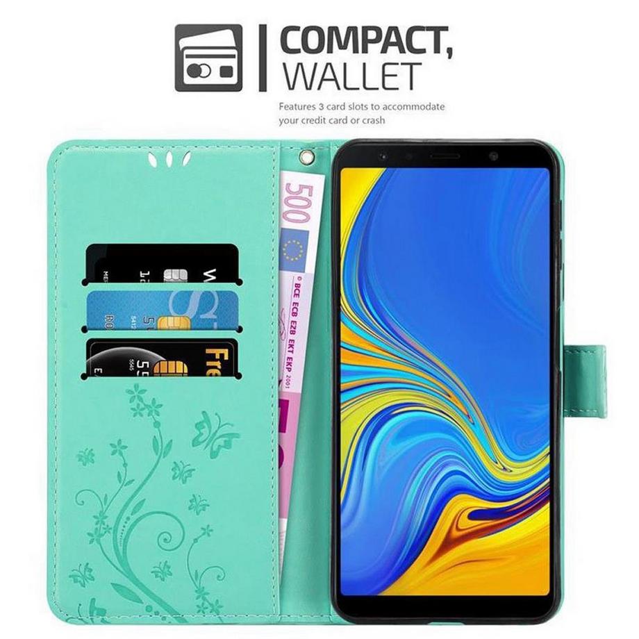 Cadorabo  Hülle für Samsung Galaxy A7 2018 Blumen Design Magnetverschluss 