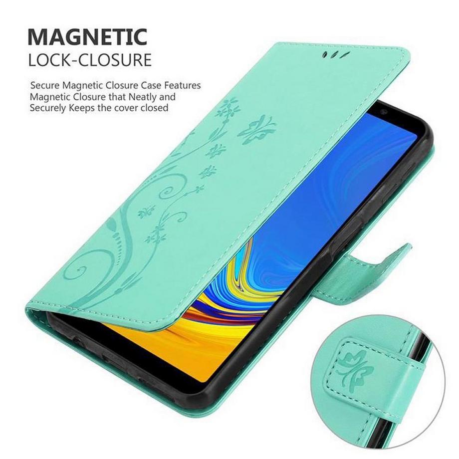 Cadorabo  Hülle für Samsung Galaxy A7 2018 Blumen Design Magnetverschluss 