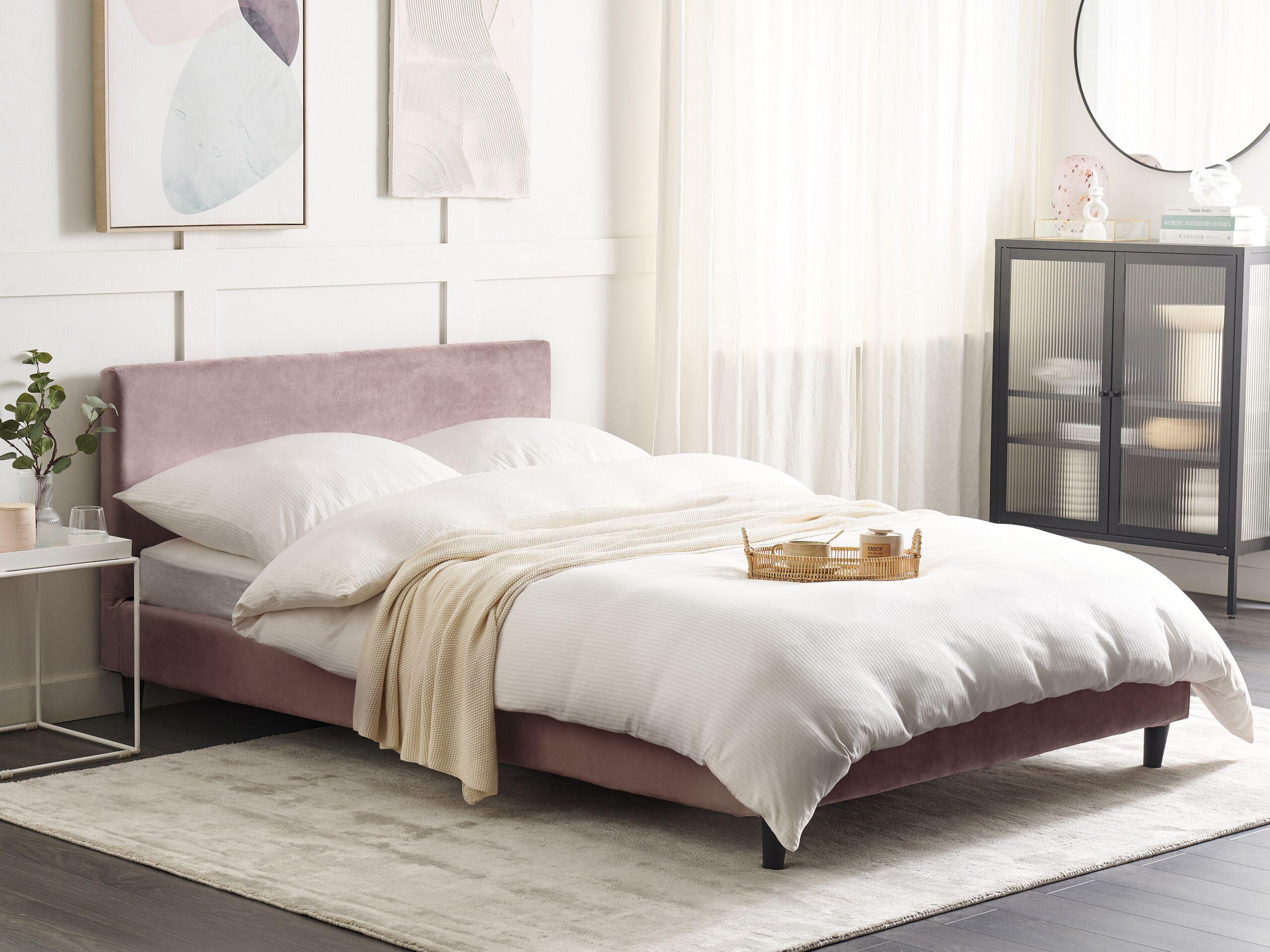 Beliani Bett mit Lattenrost aus Samtstoff Modern FITOU  