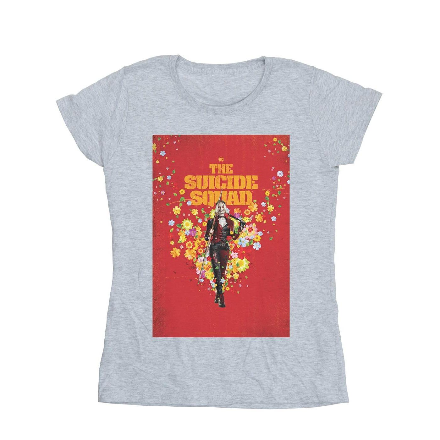 Image of The Suicide Squad Harley Quinn Poster Tshirt Damen Grau S