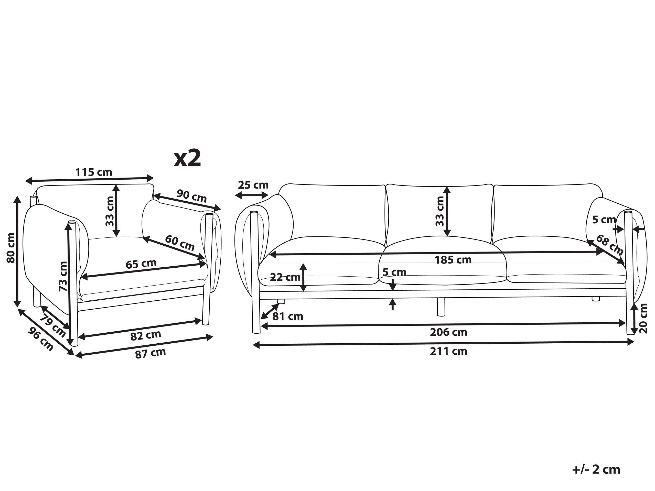 Beliani 3-Sitzer Sofa mit Sesseln aus Aluminium Modern ESPERIA  