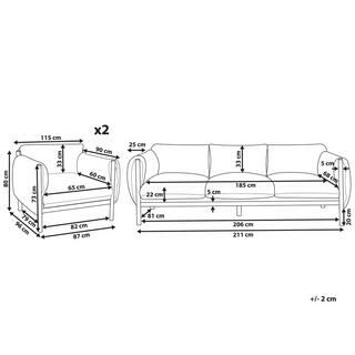 Beliani 3-Sitzer Sofa mit Sesseln aus Aluminium Modern ESPERIA  