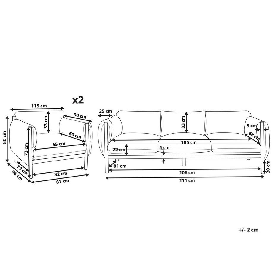 Beliani 3-Sitzer Sofa mit Sesseln aus Aluminium  ESPERIA  