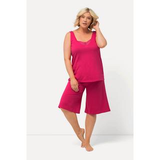 Ulla Popken  Pyjama court avec dentelle, haut sans manches et col V. Short 