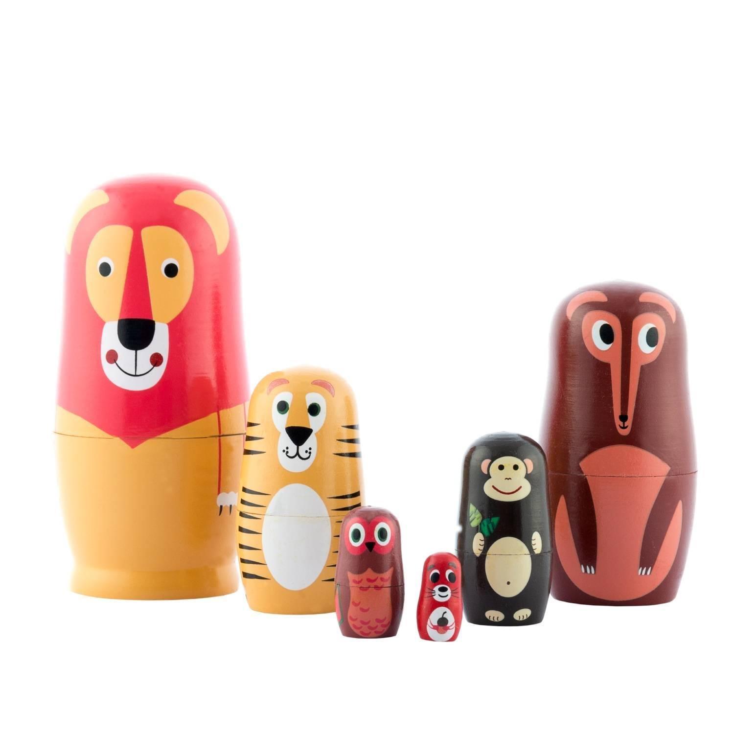 Image of Matroschka-Tiere aus Holz Braun