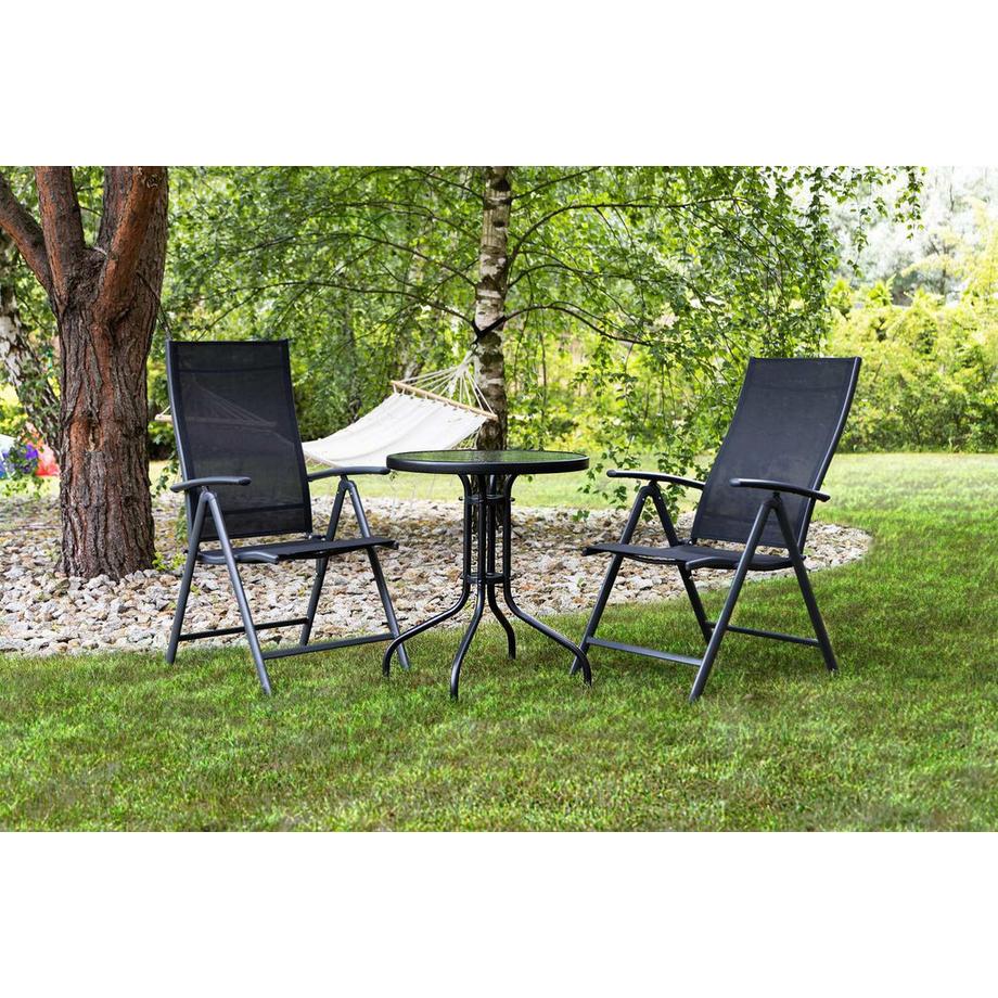 B2X Table de jardin table en verre trempé 60cm pour jardin terrasse balcon  