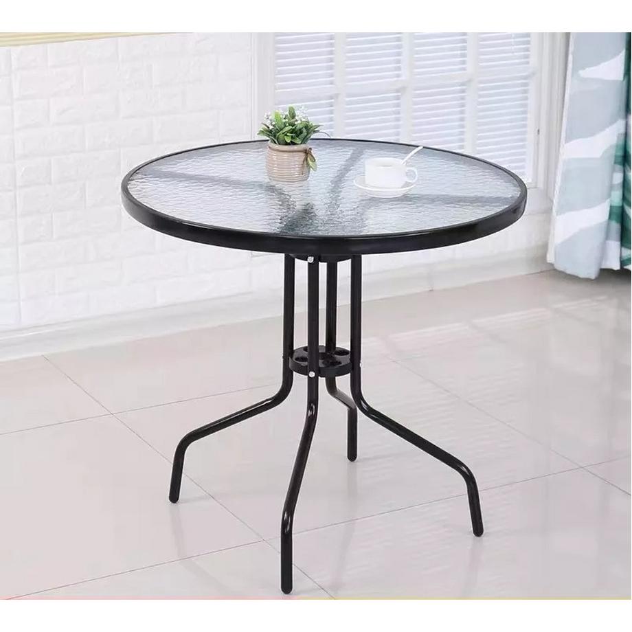 B2X Table de jardin table en verre trempé 60cm pour jardin terrasse balcon  