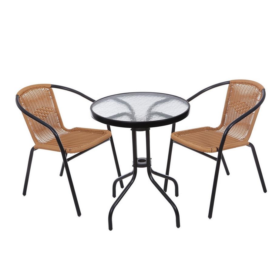 B2X Table de jardin table en verre trempé 60cm pour jardin terrasse balcon  