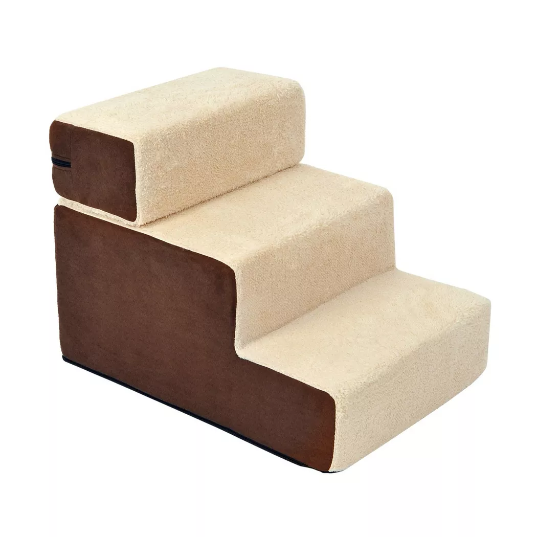 Northio - Hundetreppe Praktische Haustiertreppe Mit 3 Stufen Für Katzen Und Hunde, Plüsch, Beige, 54X40X39Cm, One Size