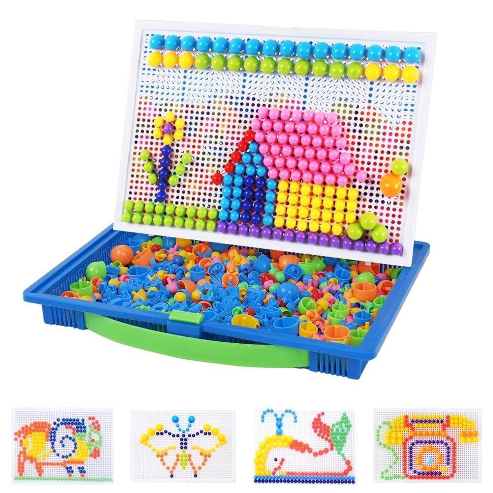 Activity-board  Jeu de pegging mosaïque, jeu de pegging Jeu de pegging coloré mosaïque avec perles de pegging 