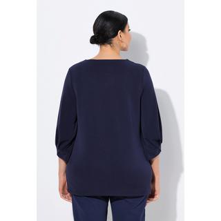 Ulla Popken Sweatshirt Zierfalten Rundhals 3/4-Ballonärmel  