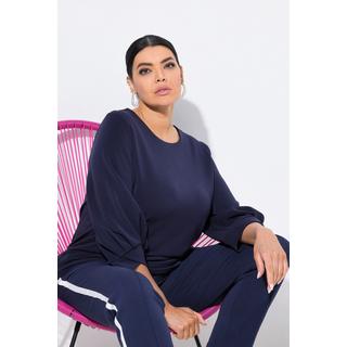 Ulla Popken Sweatshirt Zierfalten Rundhals 3/4-Ballonärmel  