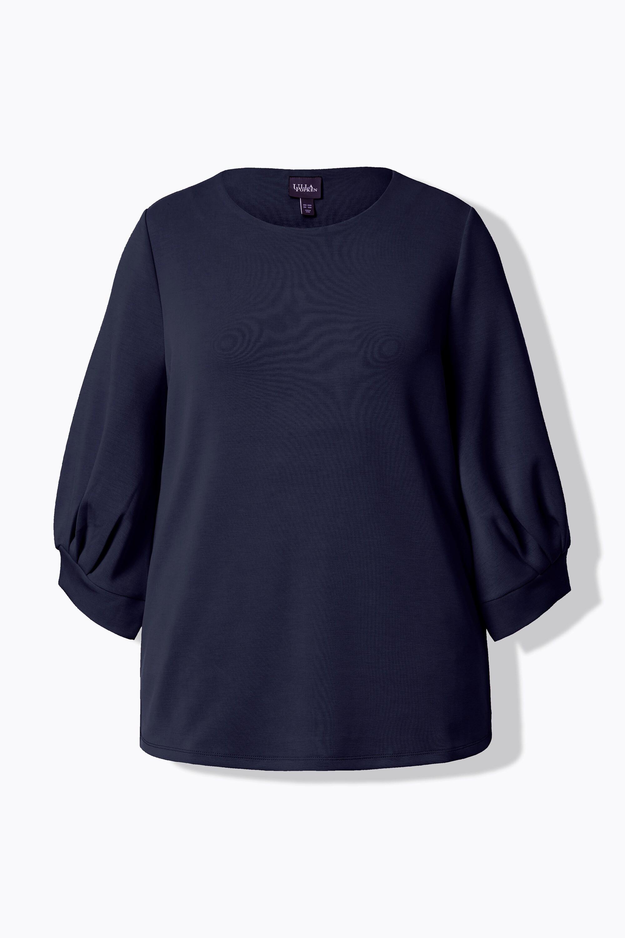 Ulla Popken Sweatshirt Zierfalten Rundhals 3/4-Ballonärmel  