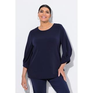 Ulla Popken Sweatshirt Zierfalten Rundhals 3/4-Ballonärmel  