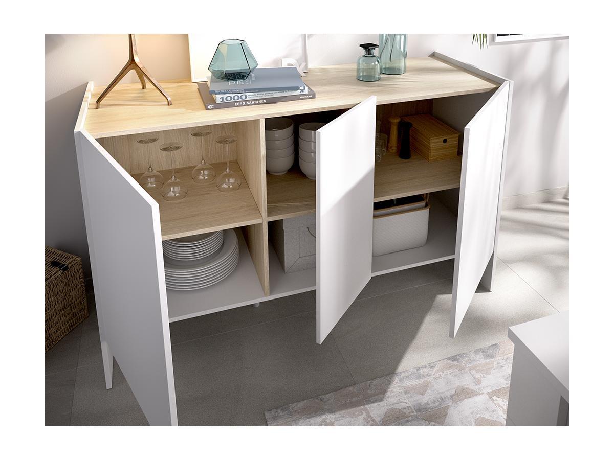 Vente-unique Credenza con 3 ante Bianco e Calcestruzzo CHERIFA  