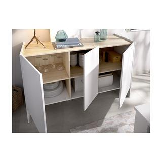 Vente-unique Credenza con 3 ante Bianco e Calcestruzzo CHERIFA  