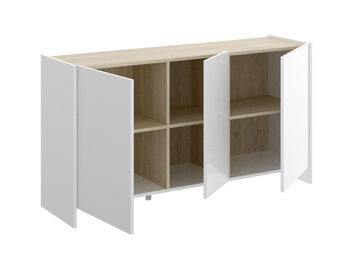 Vente-unique Credenza con 3 ante Bianco e Calcestruzzo CHERIFA  