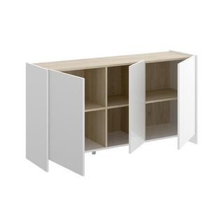 Vente-unique Credenza con 3 ante Bianco e Calcestruzzo CHERIFA  