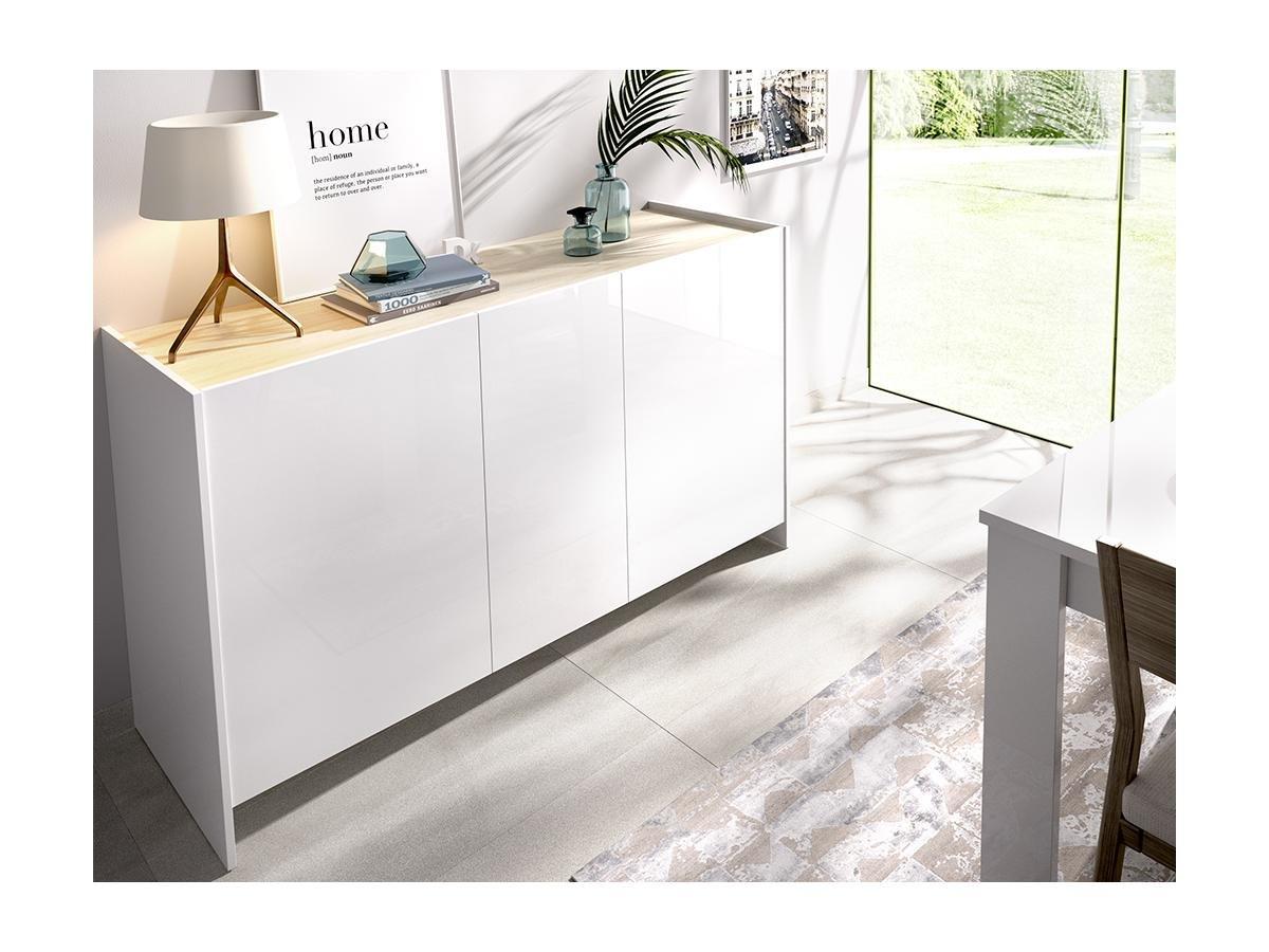 Vente-unique Credenza con 3 ante Bianco e Calcestruzzo CHERIFA  