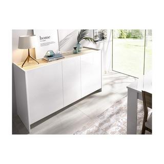 Vente-unique Credenza con 3 ante Bianco e Calcestruzzo CHERIFA  