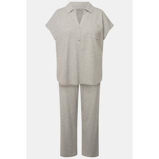 Ulla Popken  Pyjama oversize à manches courtes, col chemise avec encolure en V 