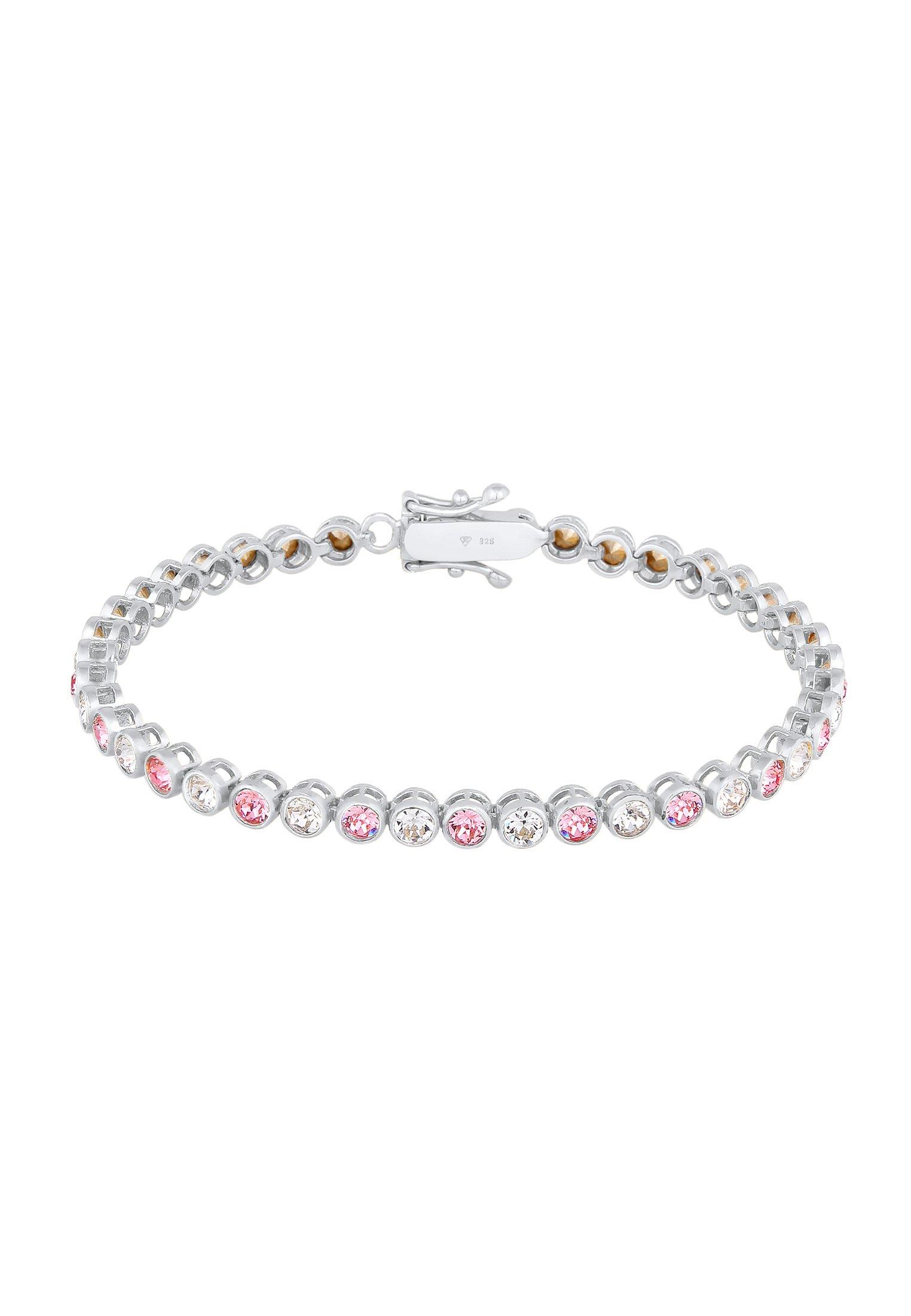 Image of Armband Tennis-armband Kristalle Rose Damen Silber 16cm