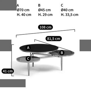 La Redoute Intérieurs Couchtisch Ruben mit 3 Platten aus gehärtetem Glas  