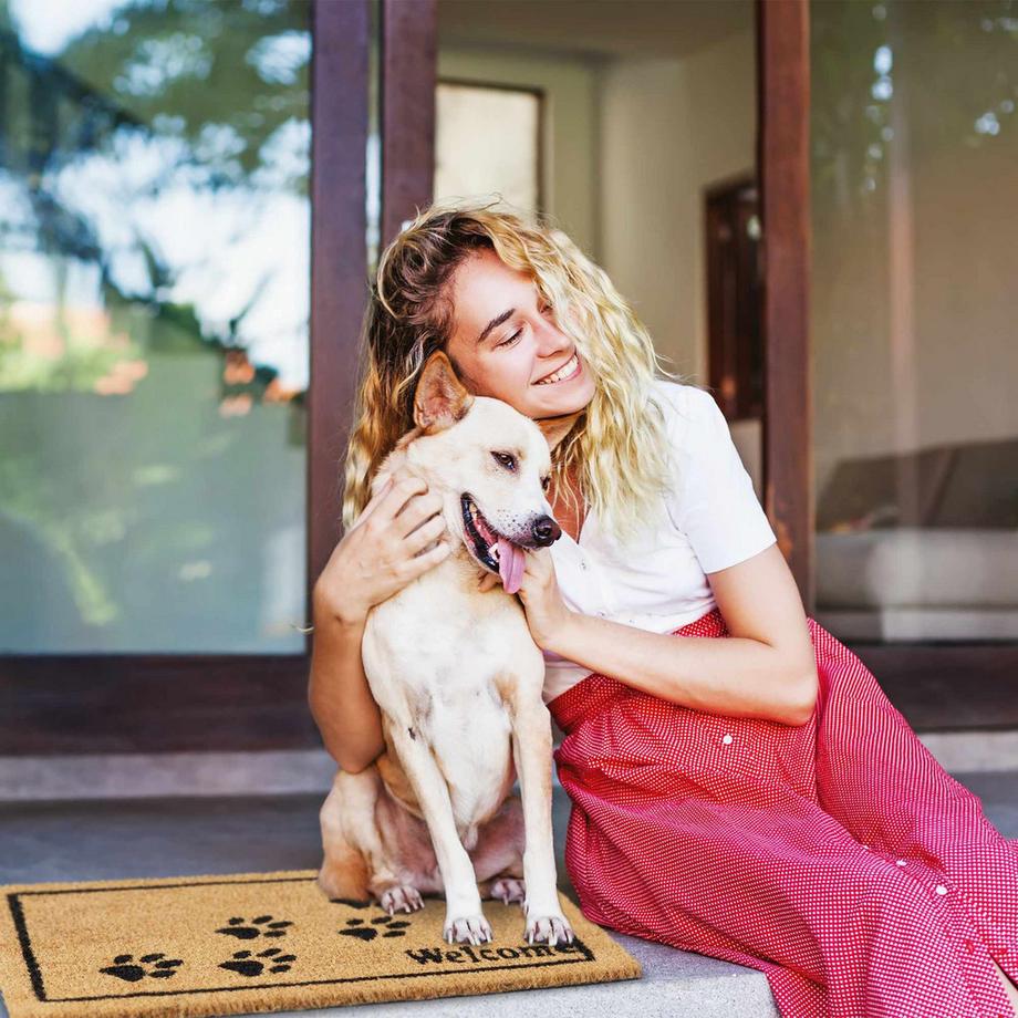 B2X Fußmatte Kokosfaser Willkommen mit Pfoten  