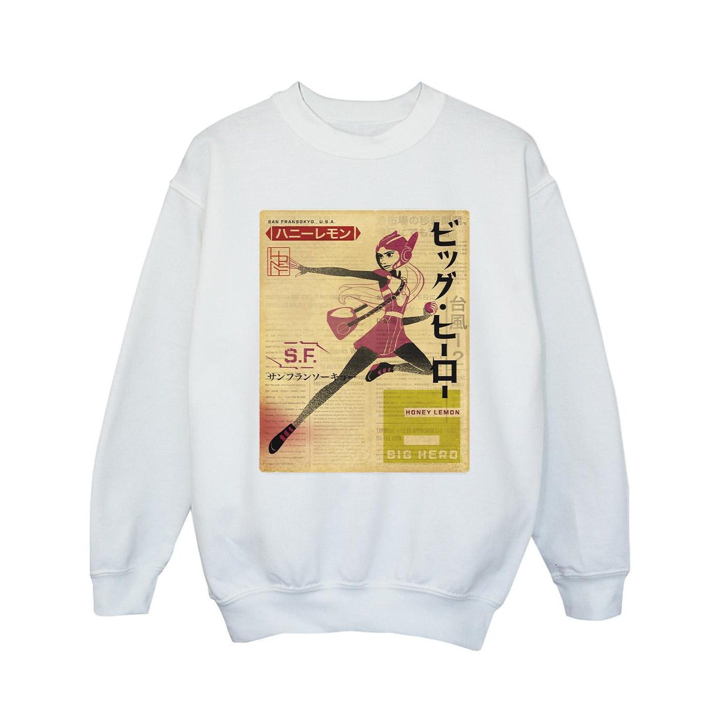 Image of Big Hero 6 Baymax Honey Lemon Newspaper Sweatshirt Unisex Weiss 128