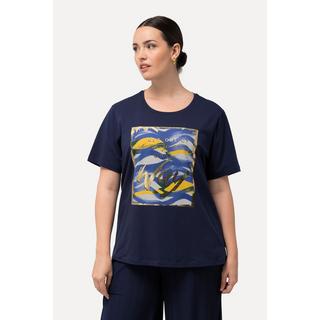 Ulla Popken  T-shirt con vestibilità normale, onde, scollo a girocollo e mezze maniche 